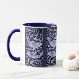 Blaue und weiße Koi-Fische Indigo-Tasse Tasse