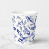 Blaue und weiße Koi Pappbecher (Links)