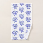 Blaue und weiße Korallen Badhandtuch Set (Handtuch)