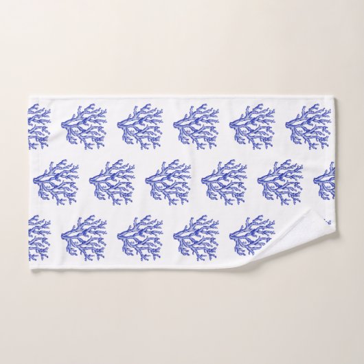 Blaue und weiße Korallen Badhandtuch Set (Handtuch)