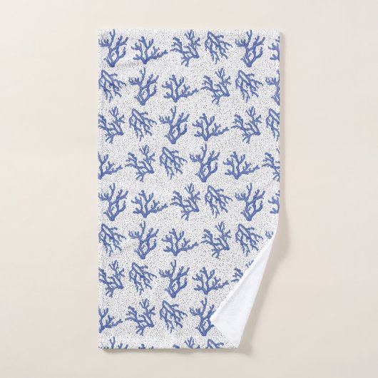 Blaue und weiße Korallen Badhandtuch Set (Handtuch)