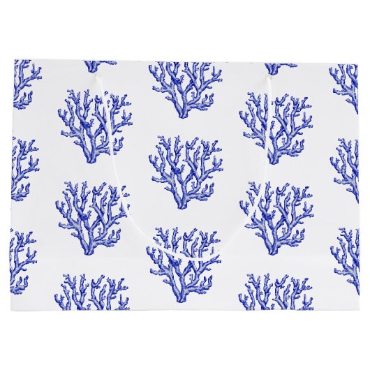 Blaue und weiße Korallen Große Geschenktüte (Rückseite)