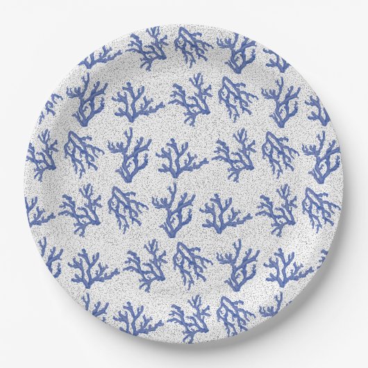 Blaue und weiße Korallen Pappteller (Vorderseite)