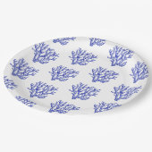 Blaue und weiße Korallen Pappteller (Schrägansicht)
