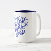 Blaue und weiße Korallen Zweifarbige Tasse (VorderseiteRechts)
