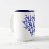 Blaue und weiße Korallen Zweifarbige Tasse (Vorderseite Links)