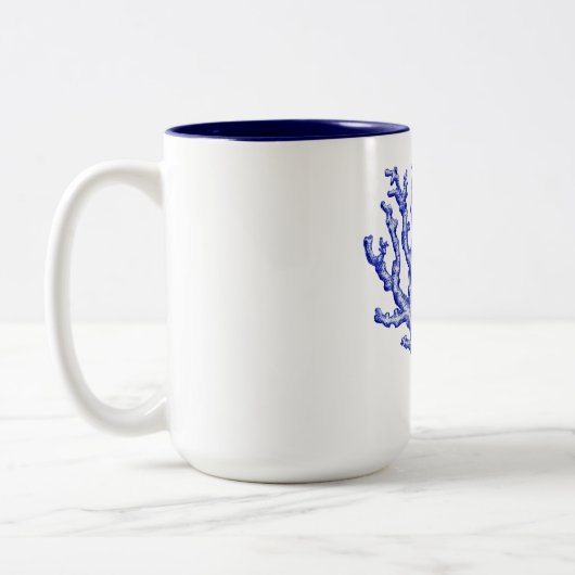 Blaue und weiße Korallen Zweifarbige Tasse (Links)