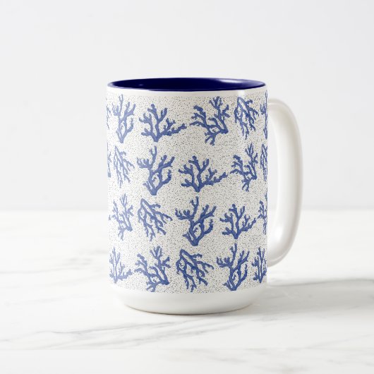 Blaue und weiße Korallen Zweifarbige Tasse (VorderseiteRechts)