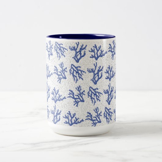 Blaue und weiße Korallen Zweifarbige Tasse (Mittel)