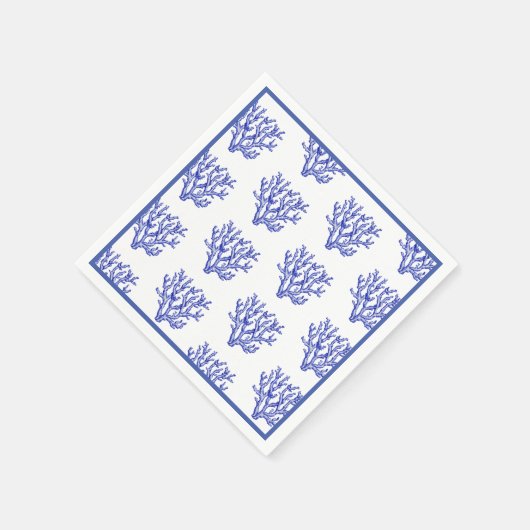 Blaue und weiße Korallennapkins Serviette (Ecke)