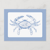 Blaue und weiße Krabbe an der Küste Postkarte (Vorderseite)
