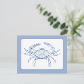 Blaue und weiße Krabbe an der Küste Postkarte (Stehend Vorderseite)