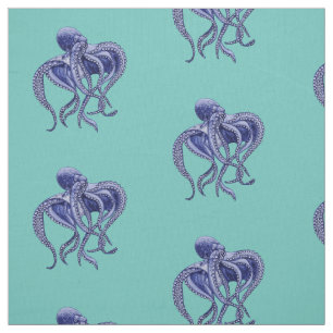 Blaue und weiße Kraken Stoff