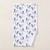 Blaue und weiße Krane Badhandtuch Set (Handtuch)