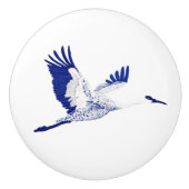 Blaue und weiße Krane Keramikknauf (Vorderseite)