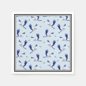 Blaue und weiße Krane Serviette (Vorderseite)