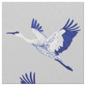 Blaue und weiße Krane Stoff (Nahaufnahme)