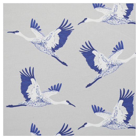 Blaue und weiße Krane Stoff (Muster)