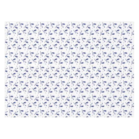 Blaue und weiße Krane Tischdecke (Vorderseite (Horizontal))