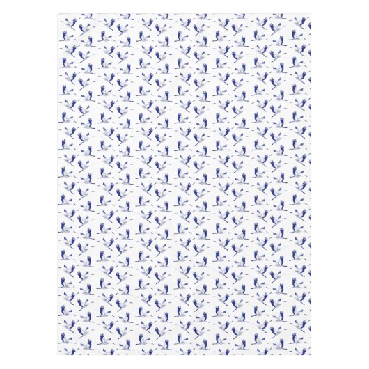 Blaue und weiße Krane Tischdecke (Vorderseite)
