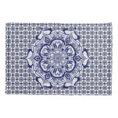 Blaue und weiße Kreatur Mandala Kissenbezug (Rückseite-Links)