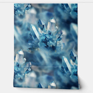Blaue und weiße Kristalle Tapete