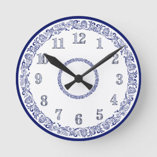 Blaue und weiße Küchenwanduhr Runde Wanduhr