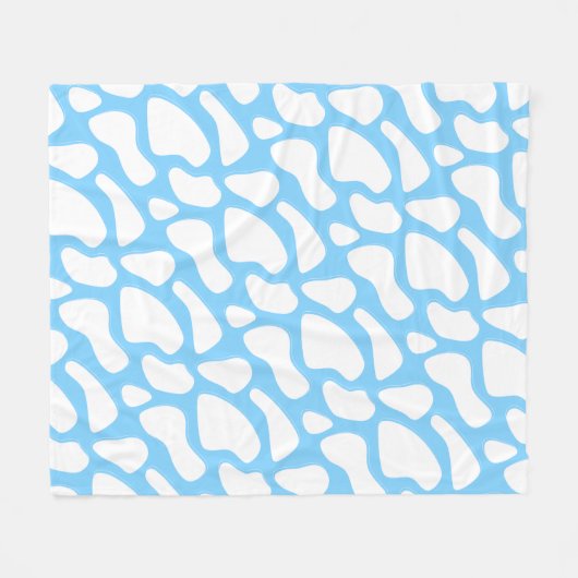 Blaue und weiße Kuh Print Ästhetik Fleecedecke (Vorderseite (Horizontal))