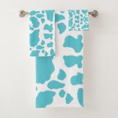 Blaue und weiße Kuhflecken - Muster für Tierdrucke Badhandtuch Set (Insitu)