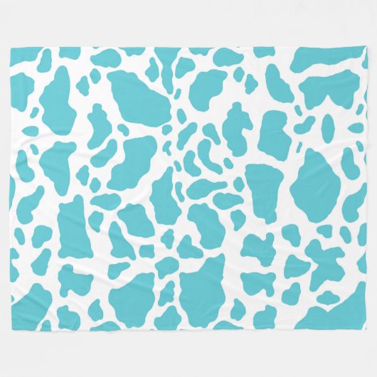 Blaue und weiße Kuhflecken - Muster für Tierdrucke Fleecedecke (Vorderseite (Horizontal))