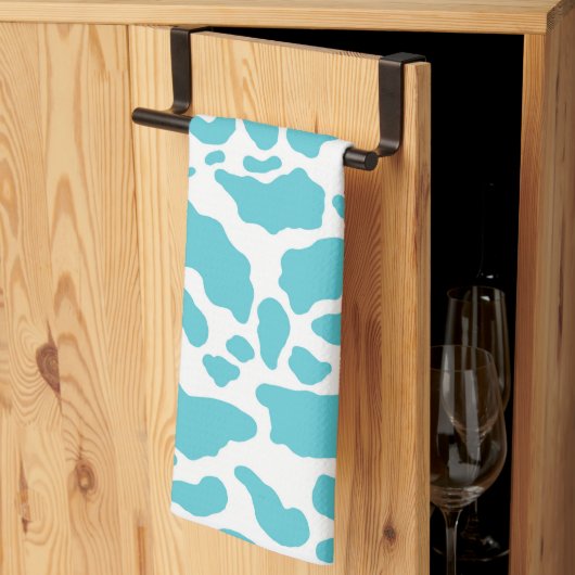 Blaue und weiße Kuhflecken - Muster für Tierdrucke Geschirrtuch (Drittel gefaltet)