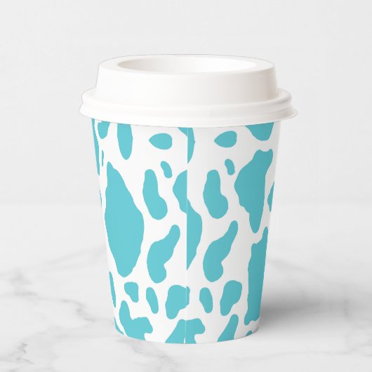 Blaue und weiße Kuhflecken - Muster für Tierdrucke Pappbecher (Rechts)