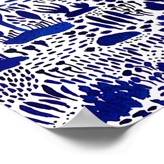 Blaue und weiße Kunstwerke Poster (Ecke)