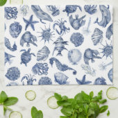 Blaue und weiße Küste Küchentücher (Gefaltet)