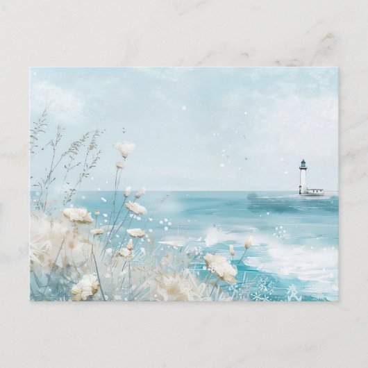 Blaue und weiße Küstenlandschaft Postkarte (Vorderseite)