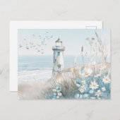 Blaue und weiße Küstenlandschaft Postkarte (Vorne/Hinten)