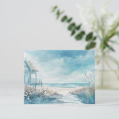 Blaue und weiße Küstenlandschaft Postkarte (Stehend Vorderseite)