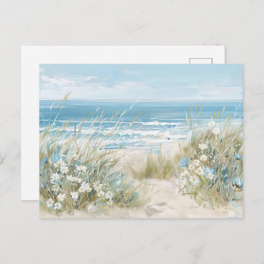 Blaue und weiße Küstenlandschaft Postkarte (Vorne/Hinten)