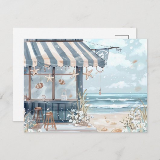 Blaue und weiße Küstenlandschaft Postkarte (Vorne/Hinten)