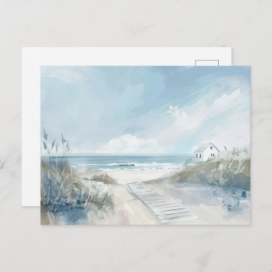 Blaue und weiße Küstenlandschaft Postkarte (Vorne/Hinten)