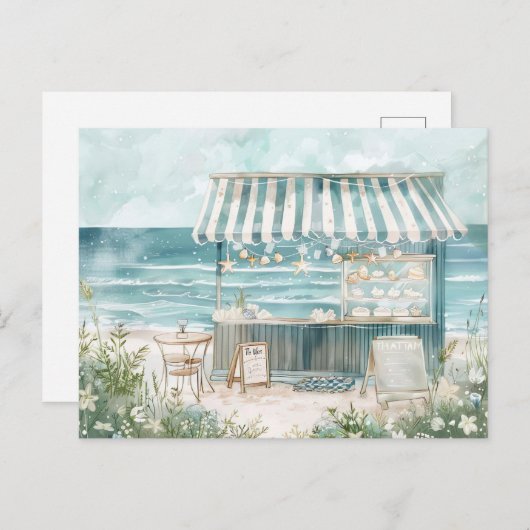 Blaue und weiße Küstenlandschaft Postkarte (Vorne/Hinten)