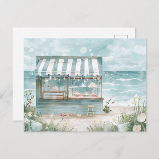 Blaue und weiße Küstenlandschaft Postkarte (Vorne/Hinten)