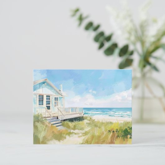 Blaue und weiße Küstenlandschaft Postkarte (Stehend Vorderseite)