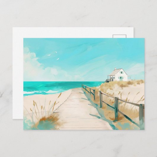 Blaue und weiße Küstenlandschaft Postkarte (Vorne/Hinten)