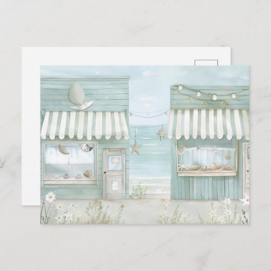 Blaue und weiße Küstenlandschaft Postkarte (Vorne/Hinten)