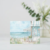 Blaue und weiße Küstenlandschaft Postkarte (Stehend Vorderseite)