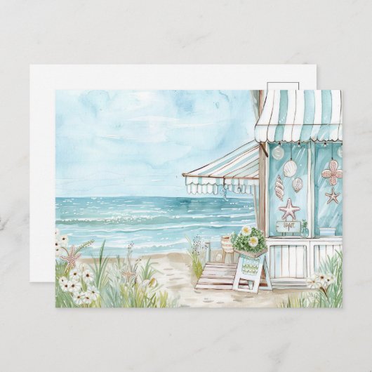 Blaue und weiße Küstenlandschaft Postkarte (Vorne/Hinten)