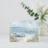 Blaue und weiße Küstenlandschaft Postkarte (Stehend Vorderseite)