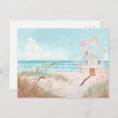 Blaue und weiße Küstenlandschaft Postkarte (Vorne/Hinten)