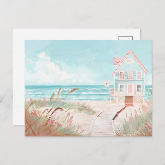 Blaue und weiße Küstenlandschaft Postkarte (Vorne/Hinten)